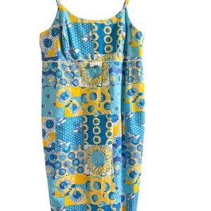 Lilly Pulitzer Floral Dress in Blue and Yellow